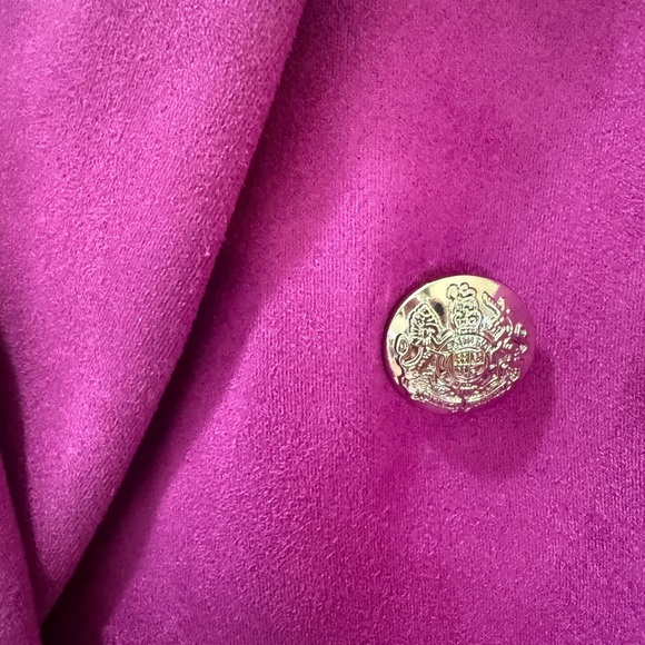 WHBM Fuchsia Velvet Studio Blazer | Double Breasted Silver Buttons | Chic w/Tag - Picture 6 of 7